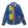 CHEMISE EN COTON SOIE AQUA PAINT BLUE