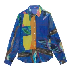 CHEMISE EN COTON SOIE AQUA PAINT BLUE
