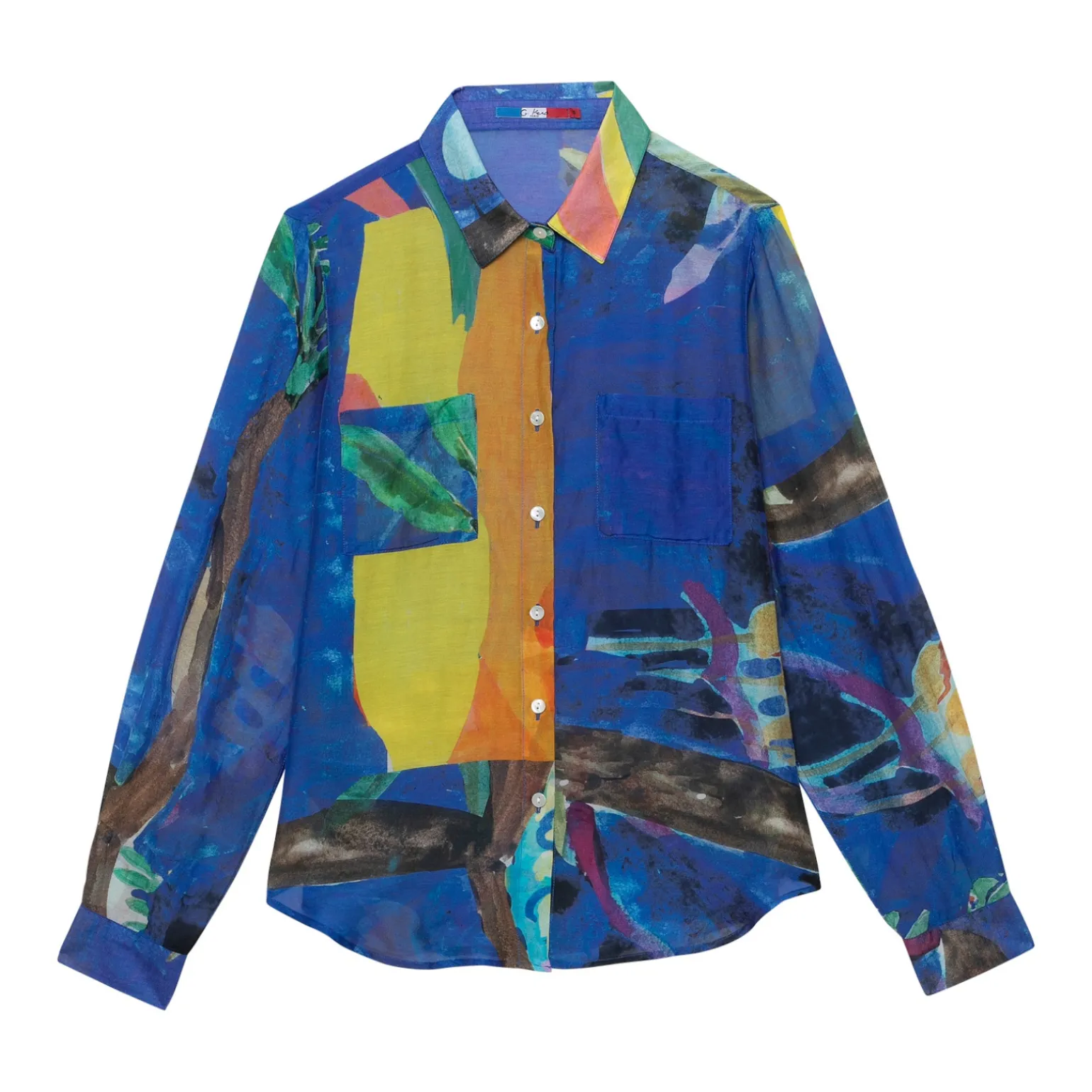 CHEMISE EN COTON SOIE AQUA PAINT BLUE
