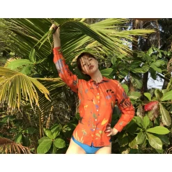CHEMISE EN COTON SOIE Tangerine Red