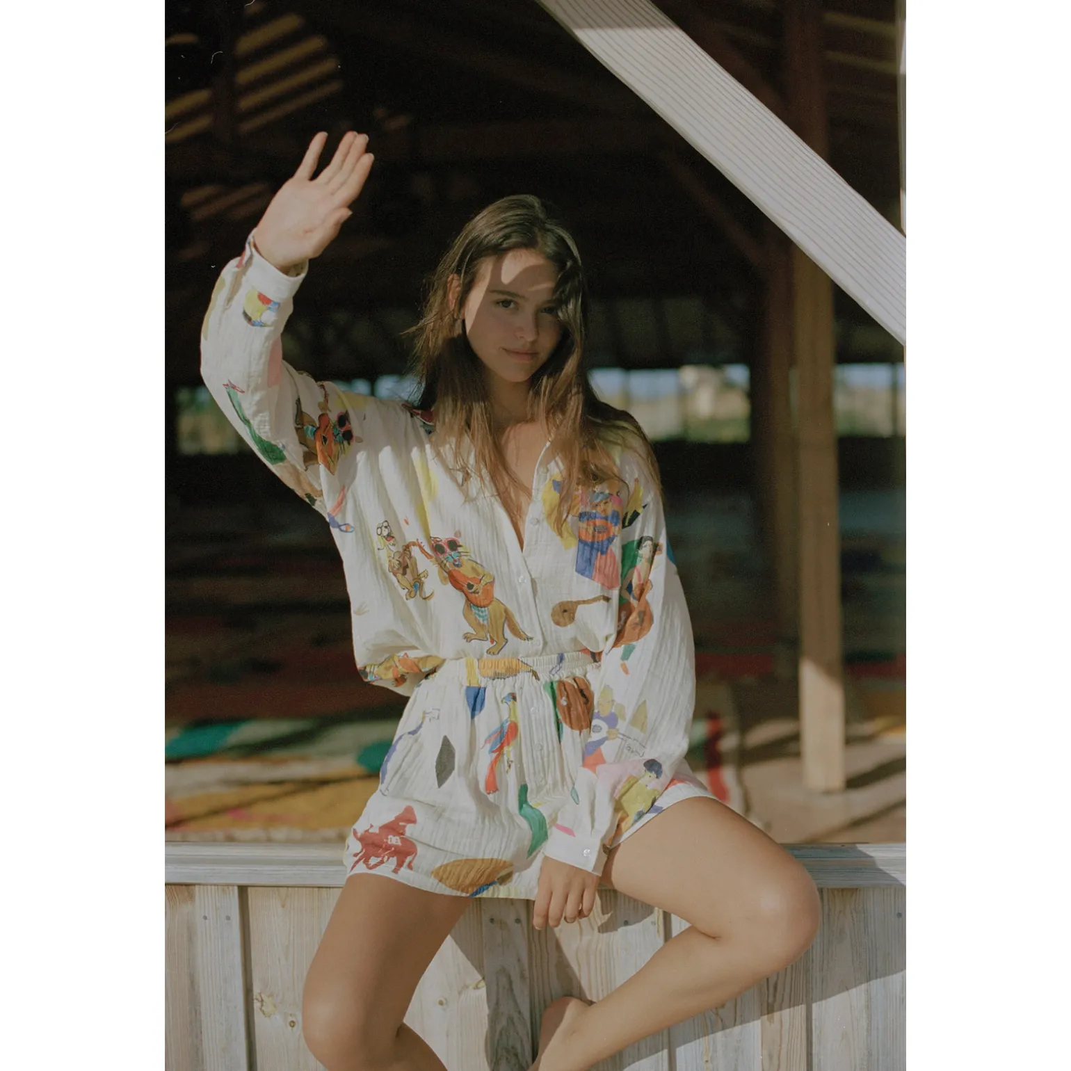 CHEMISE EN GAZE DE COTON MUSIC CUT