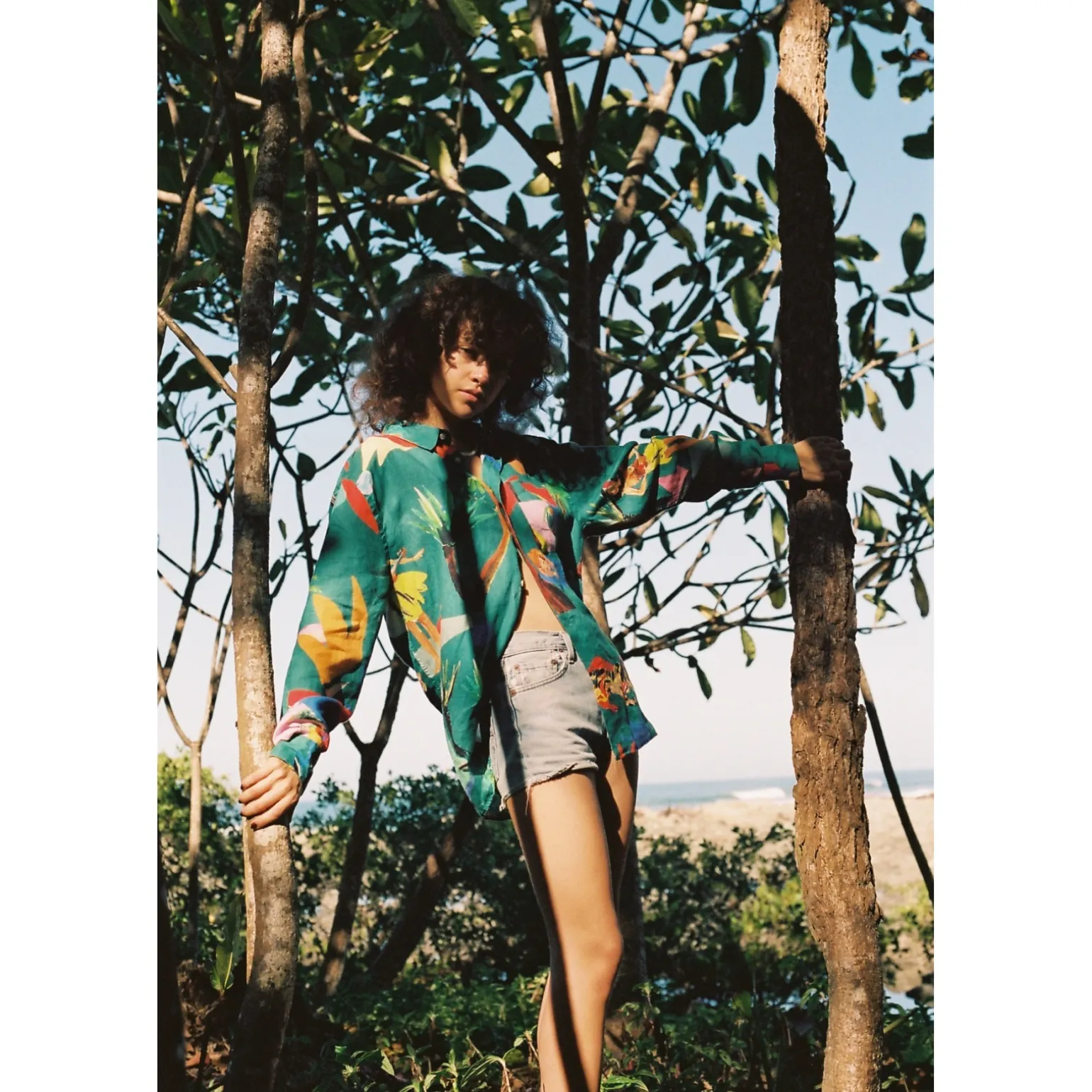 CHEMISE EN LIN Green Moon Flash
