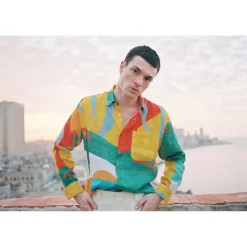 CHEMISE EN LIN YELLOW RED GREEN