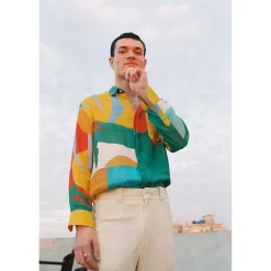 CHEMISE EN LIN YELLOW RED GREEN