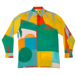 CHEMISE EN LIN YELLOW RED GREEN