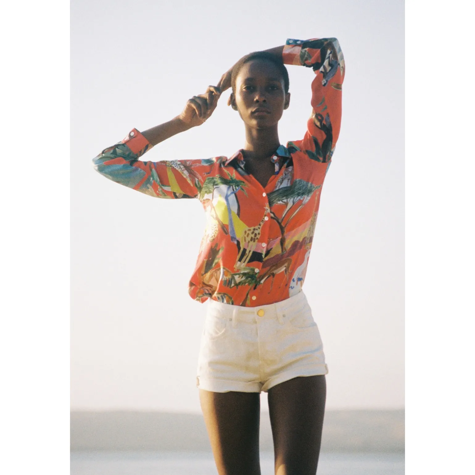 CHEMISE EN SOIE Jungle Sauvage Red