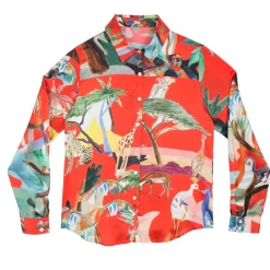 CHEMISE EN SOIE Jungle Sauvage Red