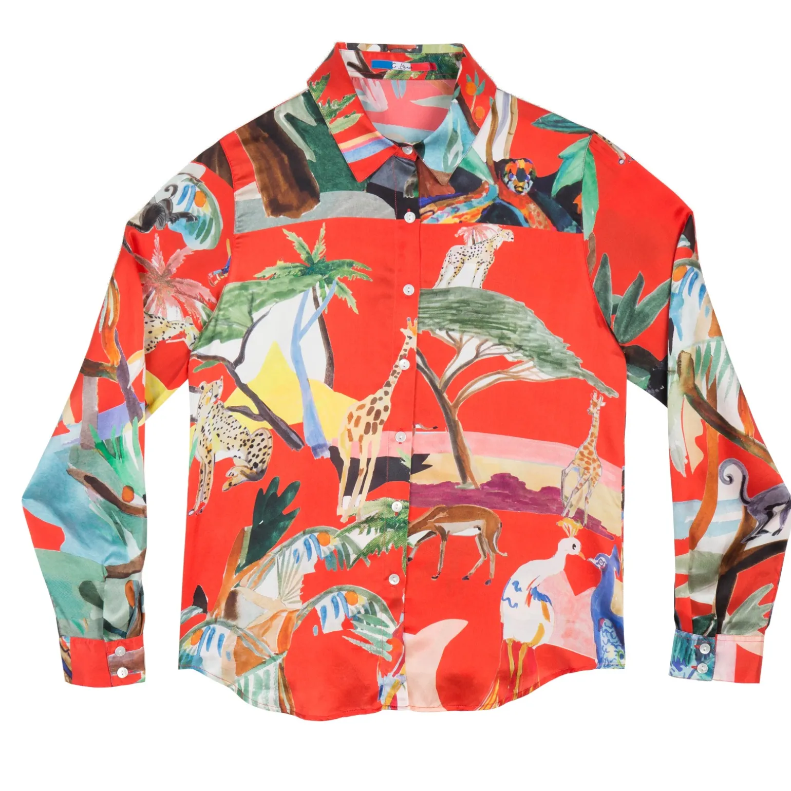 CHEMISE EN SOIE Jungle Sauvage Red