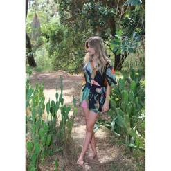 Chemise hawaïenne Dancing Wood Black