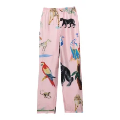 PANTALON EN SOIE ANIMAL PINK PARTY