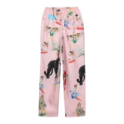PANTALON EN SOIE ANIMAL PINK PARTY