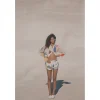 short en lin Bleu Jaune Rose