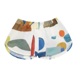 short en lin Bleu Jaune Rose