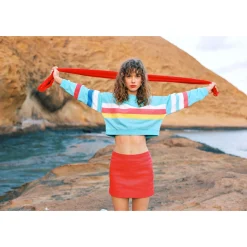sweat-shirt White Red Yellow Stripes